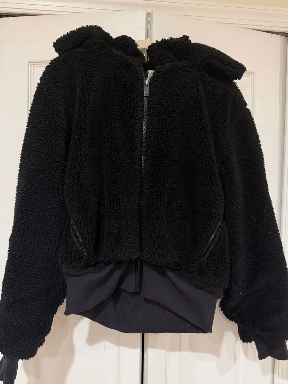 ALO Yoga Black Faux Fur Foxy Jacket
